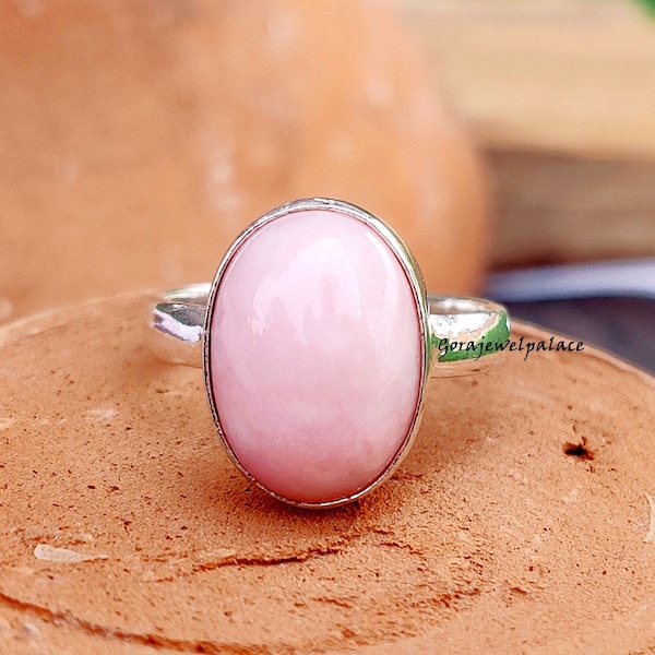 Top Quality Ring, Pink Opal Ring, 925 Silver Ring, Simple Band Ring, Everyday Ring, Handmade Ring, Gemstone Ring,Beautiful Ring,Gift Ring