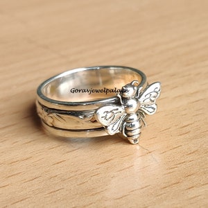 Beautiful Honeybee Spinner Ring ,925 Silver Ring, Top Quality Ring, Meditation Ring, Handmade Ring, Concentration Ring ,Gorgeous Gift Ring,