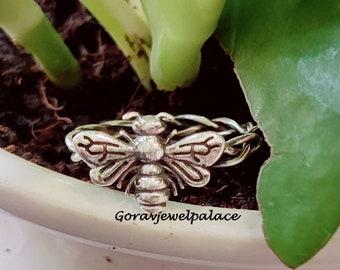 Handmade Honeybee 925 Silver Band Ring: Designer Bee Jewelry