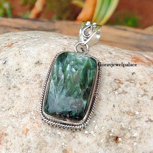 Pendentif séraphinite, pendentif Etsy, pendentif cadeau, pendentif en argent 925, pendentif fait main, collier pour femme, excellente qualité