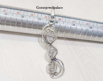 Handmade Herkimer Diamond Pendant: 925 Sterling Silver Necklace