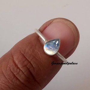 Moonstone Ring, 925 Sterling Silver Ring, Simple Band Ring, Handmade Ring, Gift Ring, Women Ring, Worry Ring, Pear Gemstone Jewelry