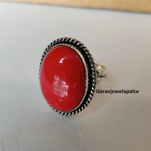 Coral Ring, 925 Sterling Silver Ring, Designer Band Ring, Handmade Ring, Wedding Ring, Women Ring, Gift For Her, Red Coral Jewelry