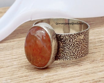 Thumb Band Ring, Sunstone Ring, 925 Silver Ring, Handmade Ring, Boho Ring, Gift Jewelry, Gemstone Ring, Fast Shipping Jewelry, Worry Ring