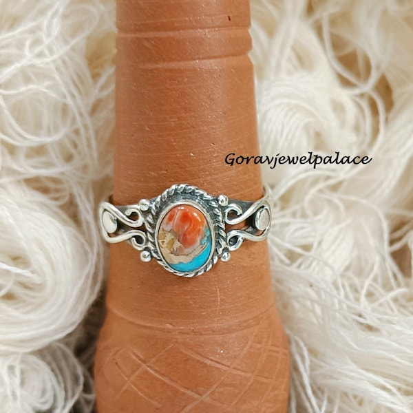 Designer Band Oyster Turquoise Ring, 925 Silver Ring,Multi Color Stone Ring,Thumb Ring, Band Ring,Oyster Jewelry,Handmade Ring,Women Ring