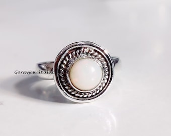 Handmade Opal Ring: 925 Sterling Silver Band, Gemstone Jewelry
