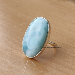 Larimar Ring, Wedding Ring ,925 Sterling Silver Ring,Handmade Ring,Beautiful Ring,Anniversary Ring,Gift For Her