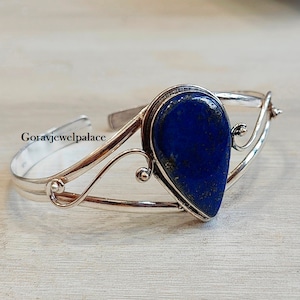 Blue Lapis Lazuli Bangle, 925 Silver Bangle, Designer Bangle, Adjustable Open Cuff Bracelet, Ladies Bangle, Birthday Gift , Etsy Jewelry