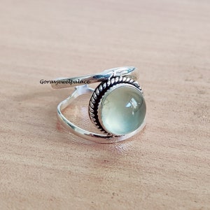 Prehnite Ring, 925 Sterling Silver Ring, Handmade Ring, Band Ring,Women Jewelry,Round Stone Ring,Gift Jewelry,Gift For Love, Friendship Ring