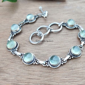 Aquamarine Gemstone Bracelet, Bohemian Bracelet, Round Gemstone Bracelet, 925 Sterling Silver,Handmade Bracelet, Women Bracelet,Etsy Jewelry