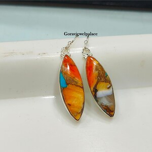 Handmade Oyster Turquoise 925 Silver Dangle Earrings: Boho Design