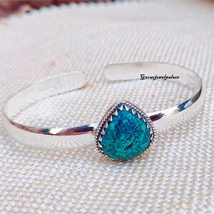 Handmade 925 Silver Tibetan Turquoise Bangle: Adjustable Cuff