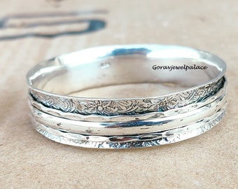 Hammered Bangle, 925 Sterling Silver Bangle, Spinner Bangle, Latest bracelet, Designer Gift Bangle ,Handmade Bangle, Stackable Bracelet.