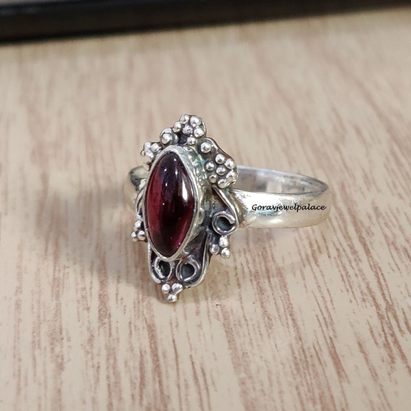 Garnet Ring, 925 Sterling Silver Ring, Band Ring, Handmade Ring,Boho Ring, Wedding Ring,Designer Ring,Gift For Her