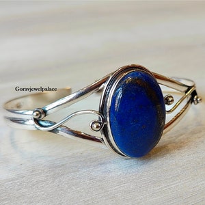 Blue Lapis Lazuli Bangle, 925 Silver Bangle, Designer Bangle, Adjustable Open Cuff Bracelet, Ladies Bangle, Birthday Gift , Etsy Jewelry