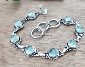 Handgemachtes Aquamarin Edelstein Armband: Boho 925 Sterling Silber