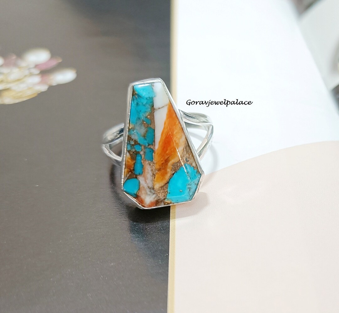 Oyster Turquoise Band Ring: Handmade 925 Sterling Silver - Etsy