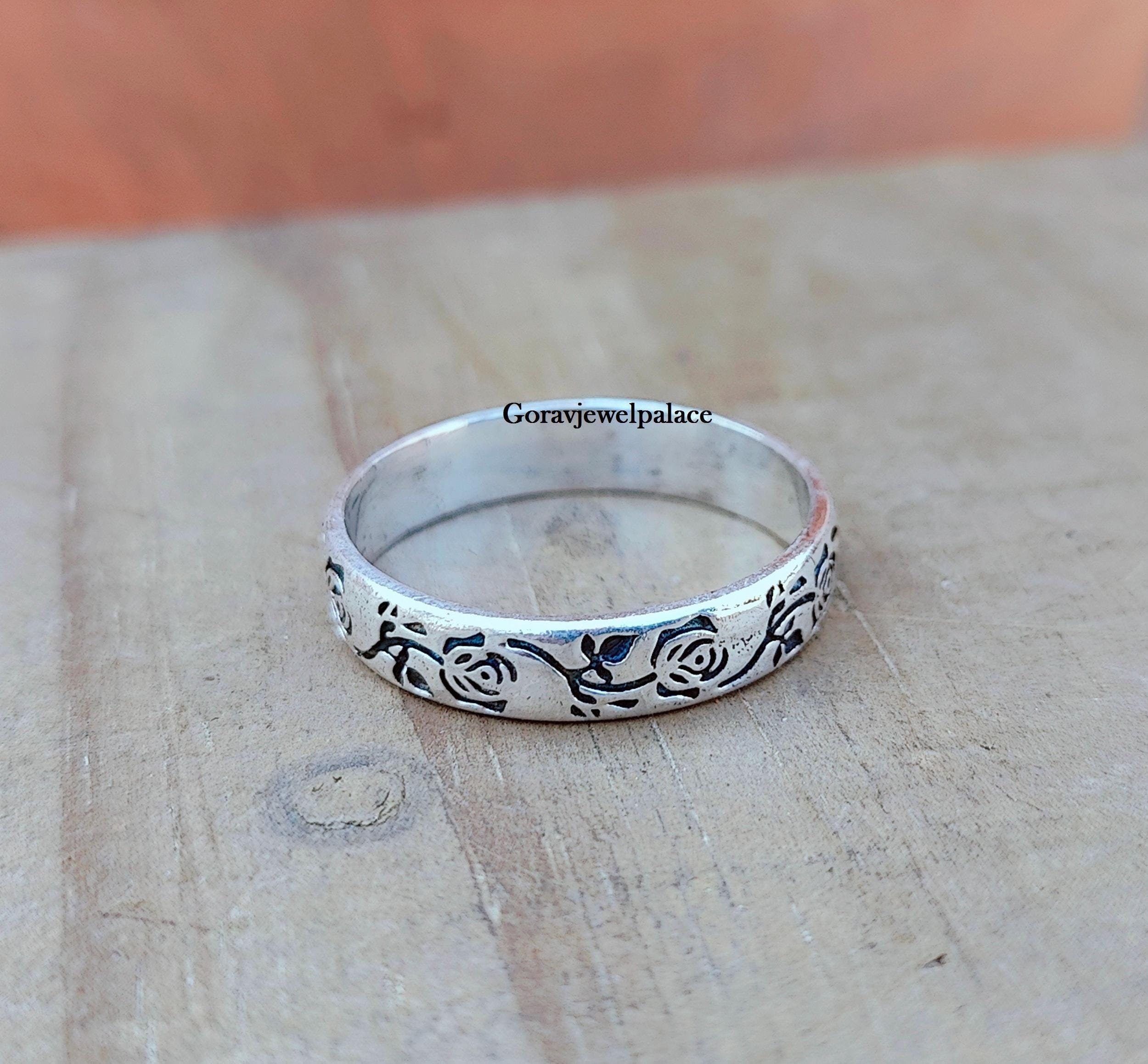 Anello largo floreale in argento sterling: anello per il pollice Anello largo floreale in argento sterling: anello per il pollice