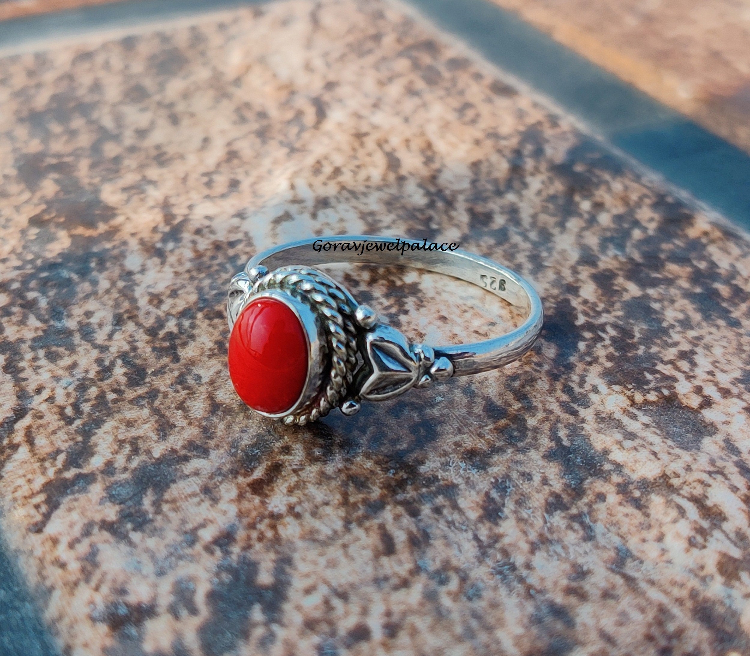 Handmade Coral 925 Sterling Silver Ring, Designer Gift - Etsy
