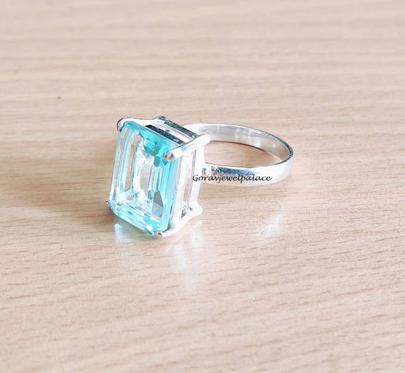Bague En Aigue-Marine Naturelle - Argent 925 - Taille 51,5 - Neuf Avec étiquettes