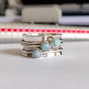 Beautiful Larimar Ring, 925 Sterling Silver Ring, Handmade Ring, Silver Spinner Ring, Boho Ring, Lovely Stone Ring,Gift For Her