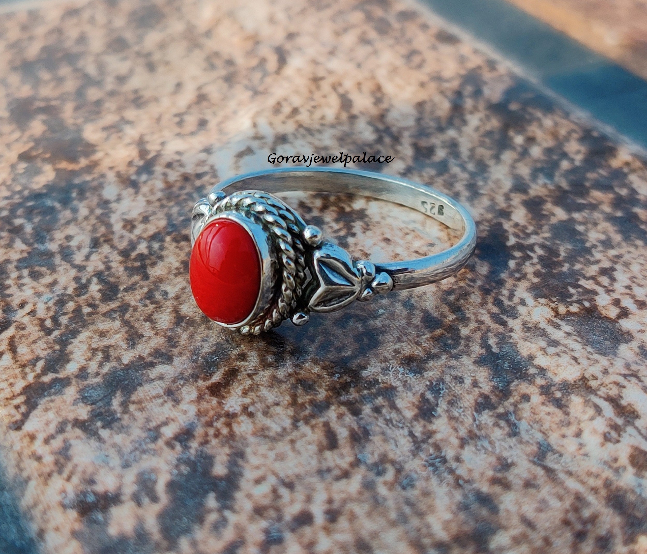 Handmade Coral 925 Sterling Silver Ring, Designer Gift - Etsy