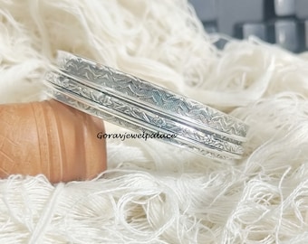 Flower Spinner Bangle: Handmade 925 Sterling Silver Boho Bangle