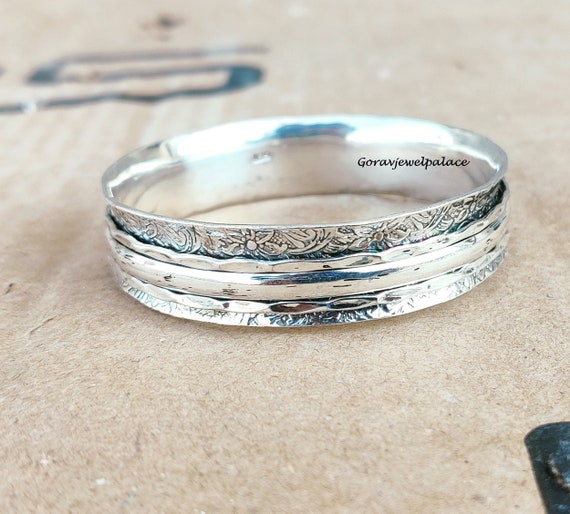 SUGARHILL シュガーヒル TRI-CRESENDO BANGLE 925 Hammered Bangle Spinner Bangle Hammered Bangle, 925 Sterling