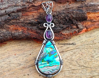 Abalone & Ametist 925 Silverhänge - Handgjorda Designersmycken