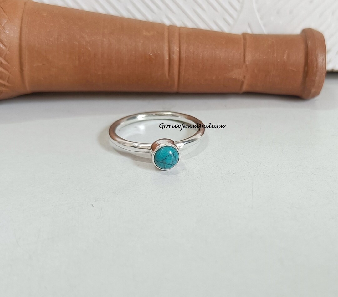 Handmade 925 Sterling Silver Mini Turquoise Band Ring - Etsy