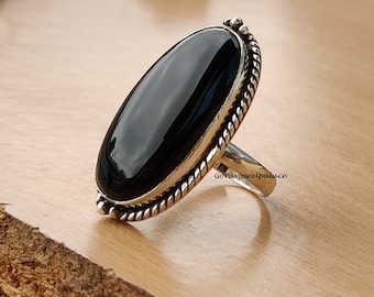 Black Onyx Ring,Boho Ring ,925 Sterling Silver Ring,Handmade Ring,Beautiful Ring,Designer Ring,Gift For Her