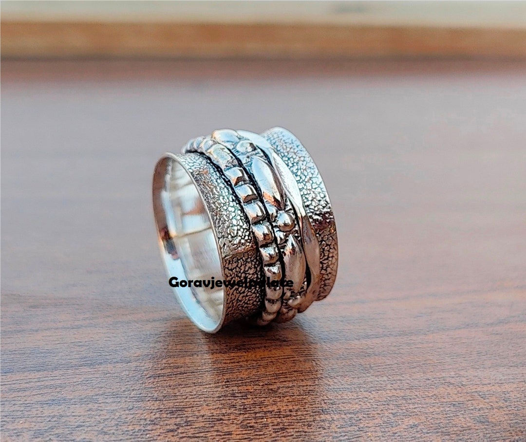 Handmade 925 Sterling Silver Spinner Ring: Dainty Fidget Jewelry - Etsy