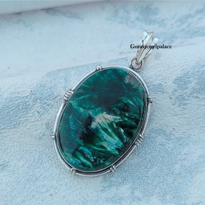 Pendentif séraphinite, pendentif de créateur, pendentif cadeau, pendentif en argent 925, pendentif fait main, collier pour femme, excellente qualité