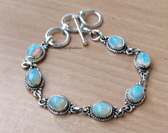 Opal Armband: Handgefertigtes 925 Sterling Silber Schmuckset