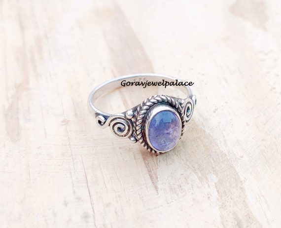 Natural Tanzanite Gemstone Ring - 925 Sterling Silver Handmade - Cocktail Style - All Sizes