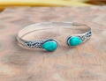 Handmade Turquoise 925 Silver Bangle: Adjustable Cuff Bracelet