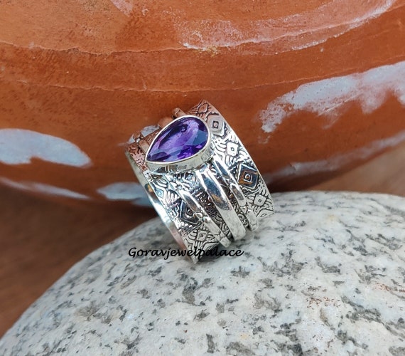 ハンドメイド シルバーリング 紫色のストーン ハンドメイド シルバーリング 紫色のストーン 【公式通販】