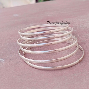 Handmade Sterling Silver Stacking Bangles: 925 Half Round Bangle
