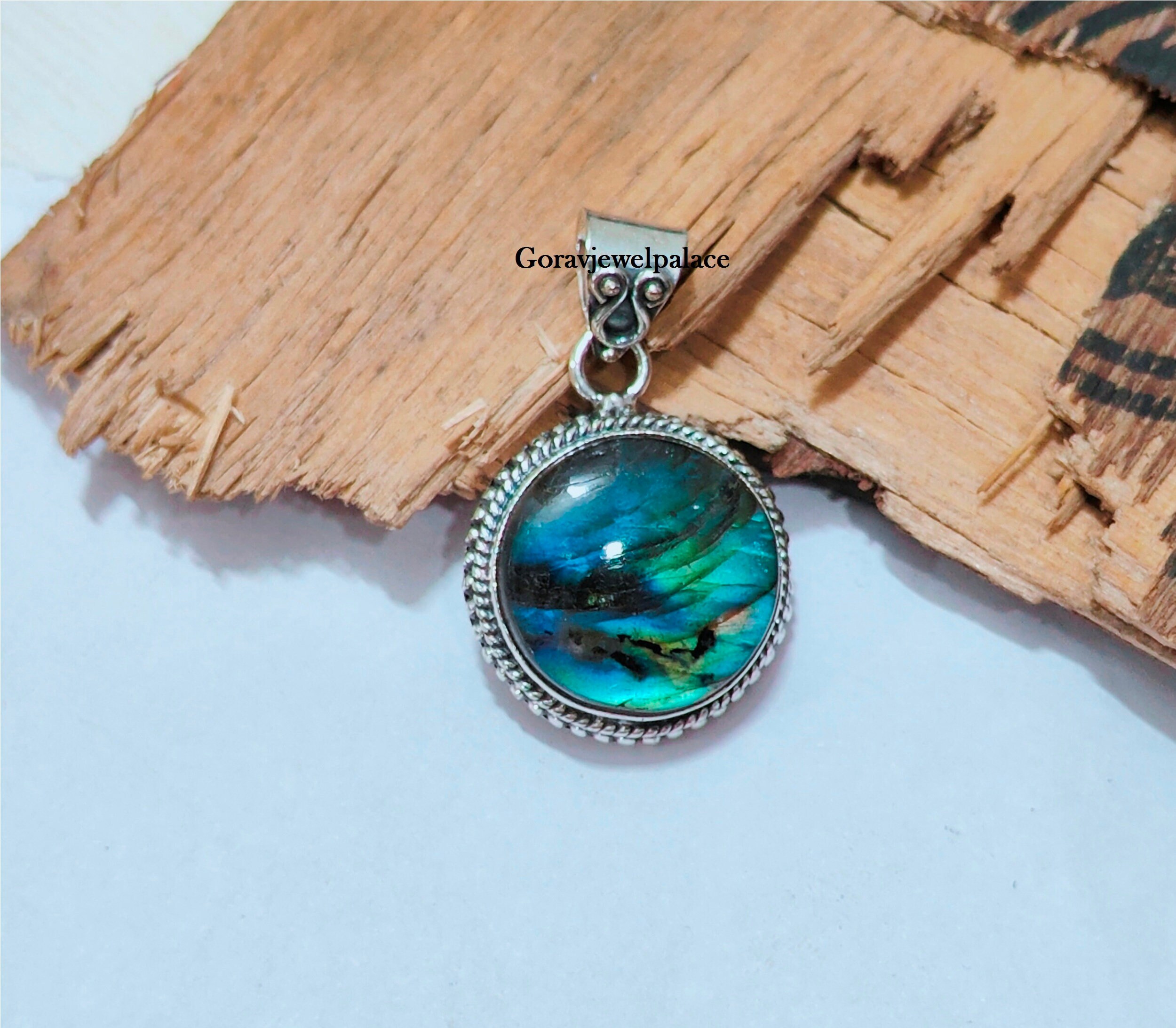 Pendentif labradorite et pierre de lune - argent sterling 925