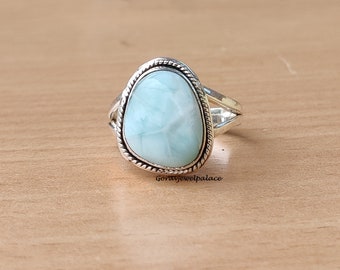 Larimar Ring 925 Sterling Silver Ring Handmade Ring Boho Ring All Size AK-23 Larimar Ring 925 Sterling Silver Ring Handmade Ring Boho Ring All Size AK-23