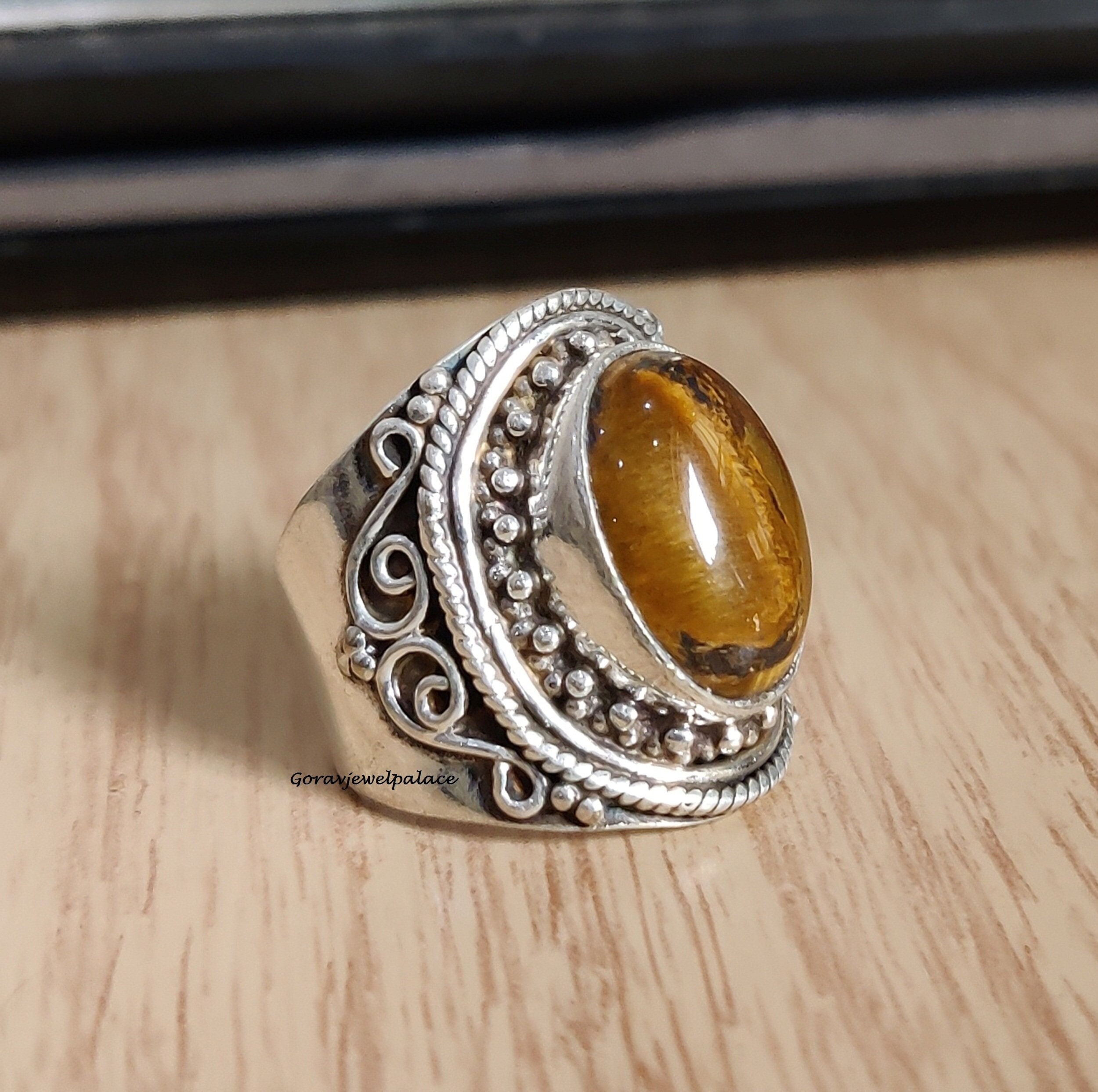 Tigers Eye Onyx Ring - Etsy