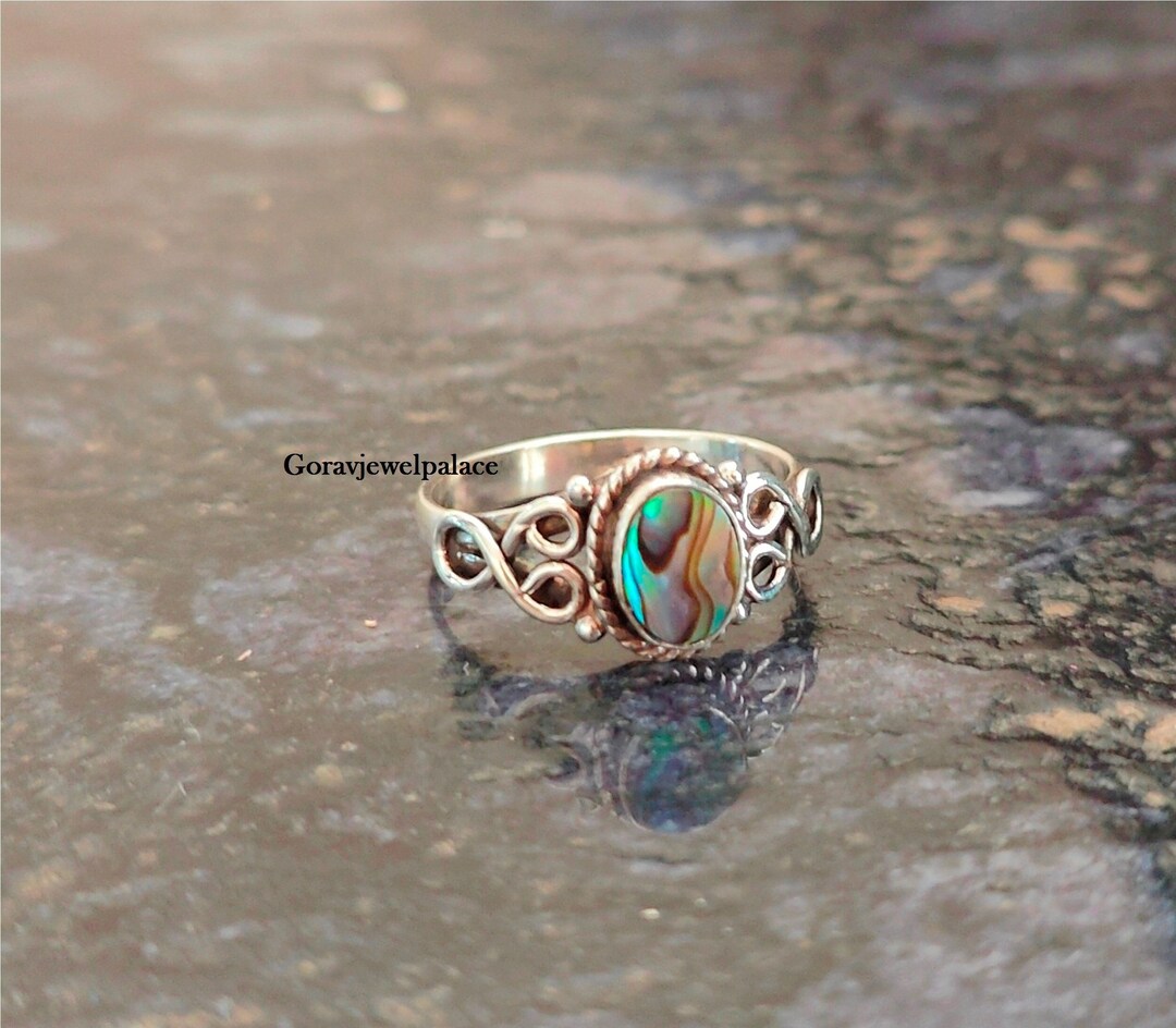 Shell 925 Ring Abalone Shell 925 Sterling Silver Ring - Boho Band Ring - Etsy