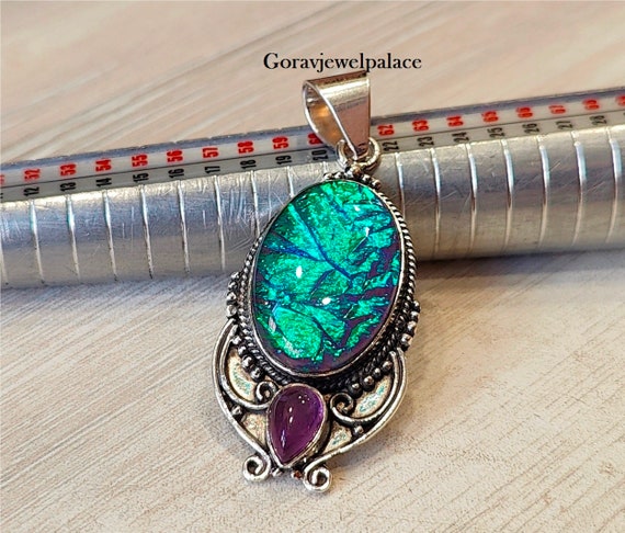Handmade 925 Sterling Silver Monarch Opal Amethyst Pendant