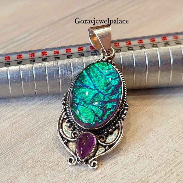 Monarch Opal & Amethyst Pendant, Handmade With 925 Sterling Silver Pendant, Handmade Pendant, Gemstone Pendant, Women Pendant, Etsy Jewelry