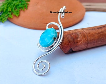 Handgefertigter Larimar Anhänger: 925 Sterling Silber Boho Schmuck