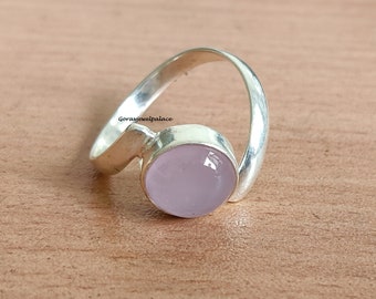 Rose quartz Ring, 925 Sterling Silver Ring, Handmade Ring, Band Ring, Lovely Ring,Women Jewelry, Pink Stone Ring,Gift For Her