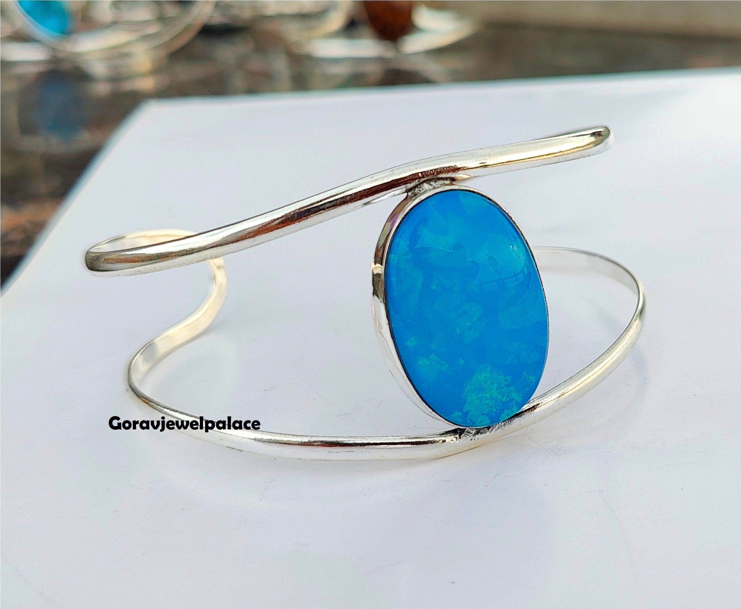 Australian Opal Bangle: Adjustable Sterling Silver Cuff