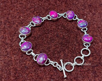 Oval Copper Purple Turquoise Gemstone 925 Sterling Silver Wife Wedding