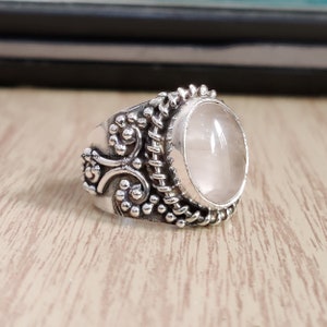 Rose quartz Ring, 925 Sterling Silver Ring, Handmade Ring, Band Ring, Boho Ring,Women Ring , Pink Stone Ring,Gift For Her