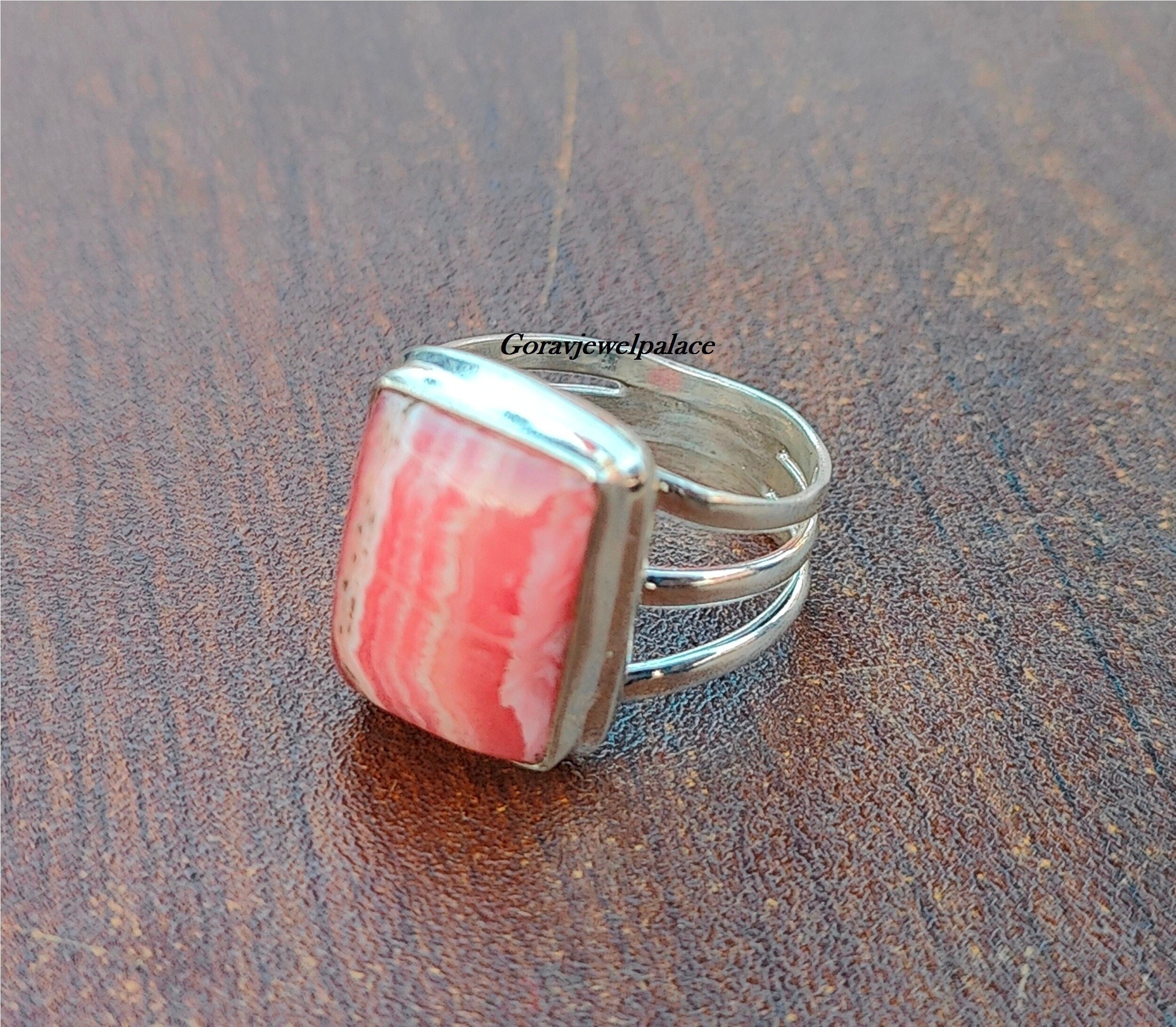 Rhodochrosite Stone Ring - Etsy Rhodochrosite Stone Ring - Etsy